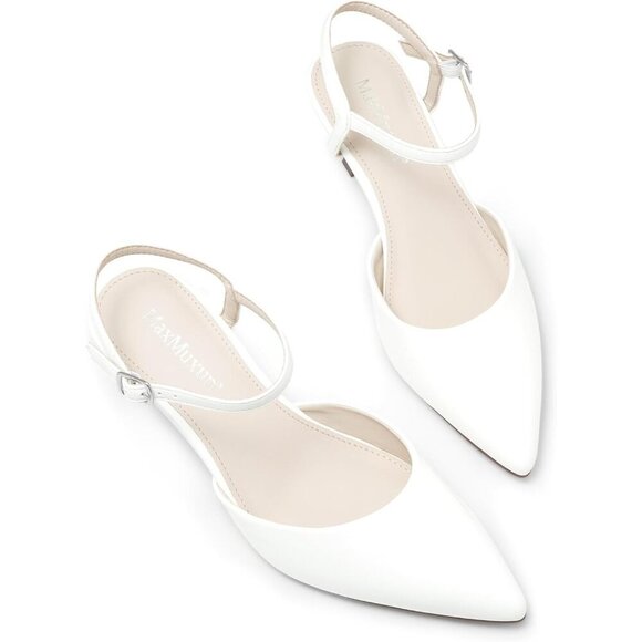 🆕White Faux Leather Women Pumps Pointed Toe Kitten Heels Ankle Strap Wedding - Picture 3 of 6
